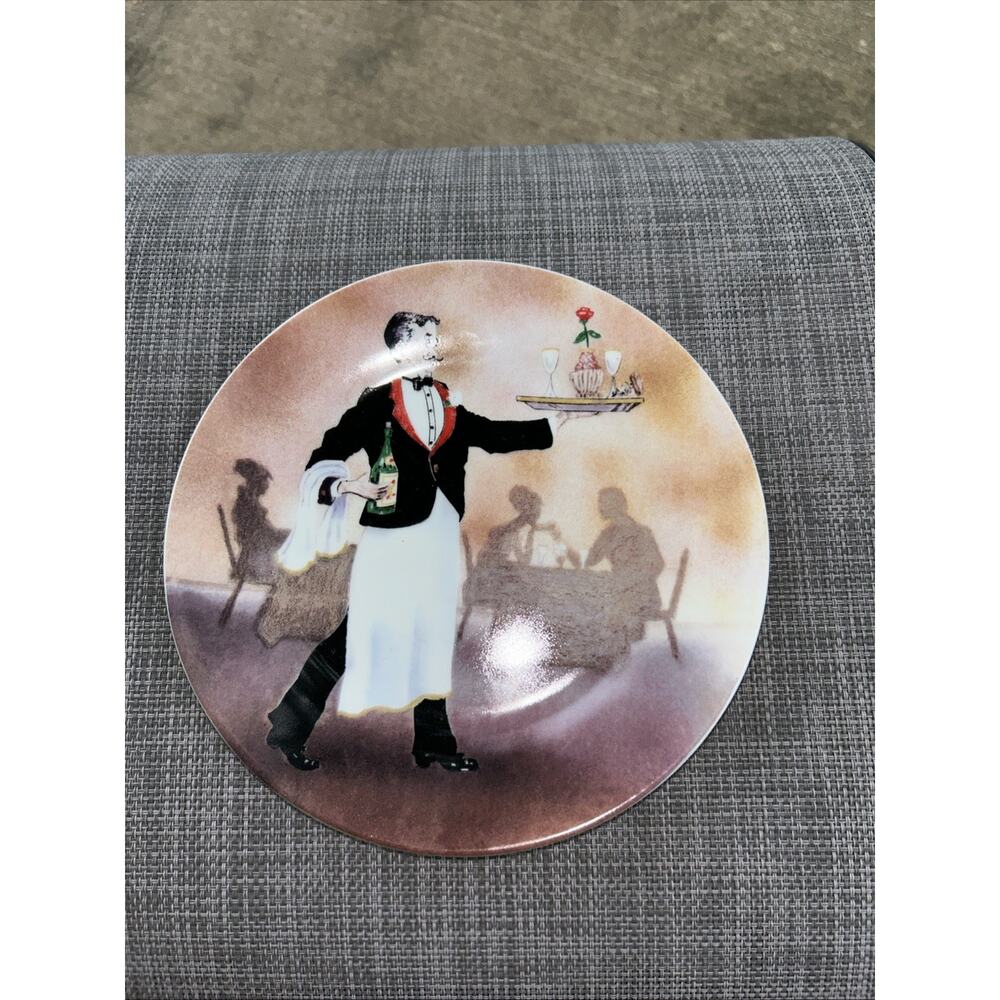 Elite Decor “At Your Service” Dessert Plate Waiter Maitre D Kitchen Decor 7.5”